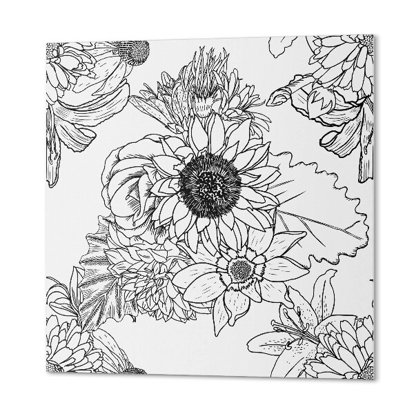 Wall panel square Floral lines in design