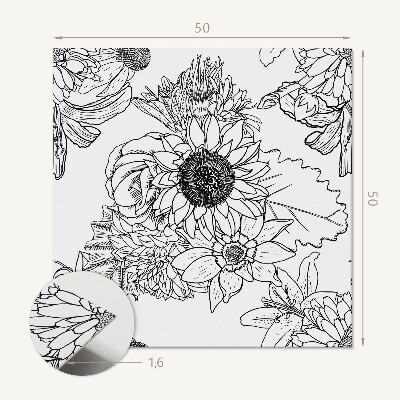 Wall panel square Floral lines in design