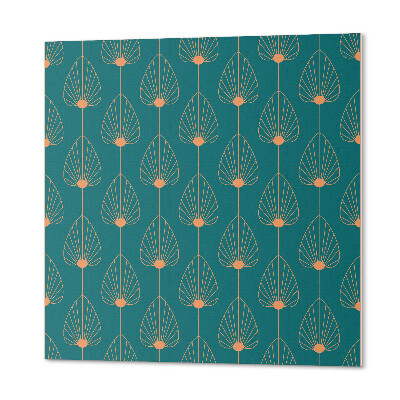 Pvc wall panel square Stylish leaves with round accents