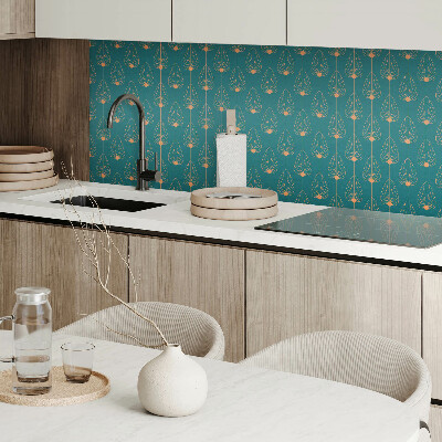 Pvc wall panel square Stylish leaves with round accents