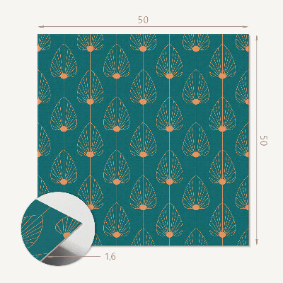 Pvc wall panel square Stylish leaves with round accents