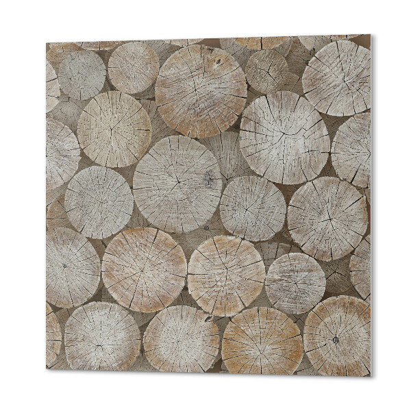 Wall paneling Wooden rings in an artistic arrangement