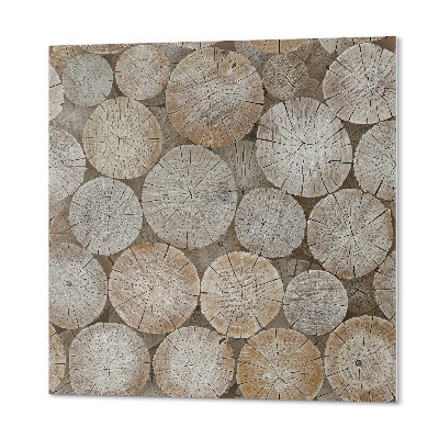 Wall paneling Wooden rings in an artistic arrangement