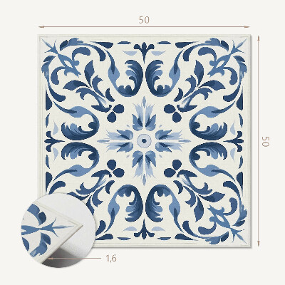Wall panel square Floral graphics on tiles