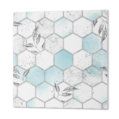 Wall paneling Hexagonal motif with green leaves