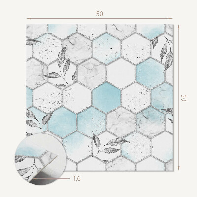 Wall paneling Hexagonal motif with green leaves