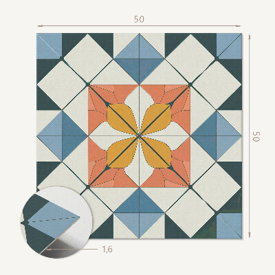 Wall panel square Geometry in a floral version