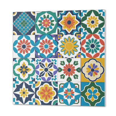 Pvc wall panel square Floral motifs with a geometric accent