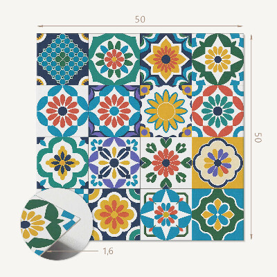 Pvc wall panel square Floral motifs with a geometric accent