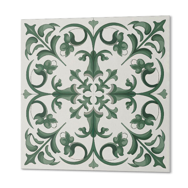 Pvc wall panel square Green pattern with floral accents