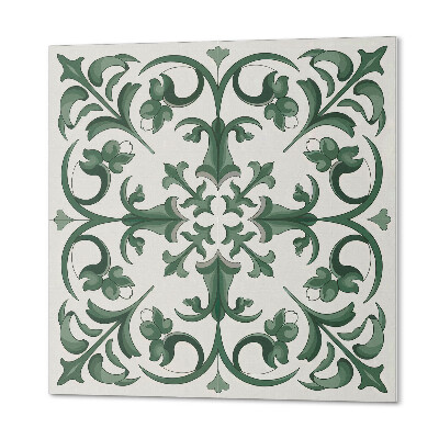 Pvc wall panel square Green pattern with floral accents
