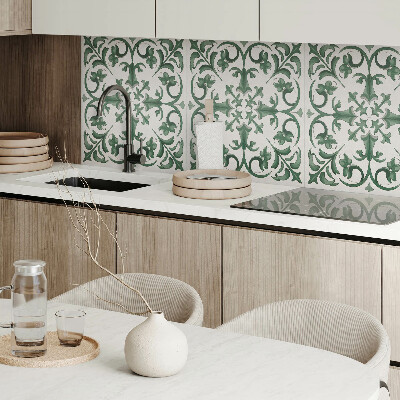 Pvc wall panel square Green pattern with floral accents