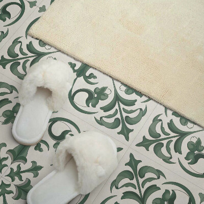 Pvc wall panel square Green pattern with floral accents