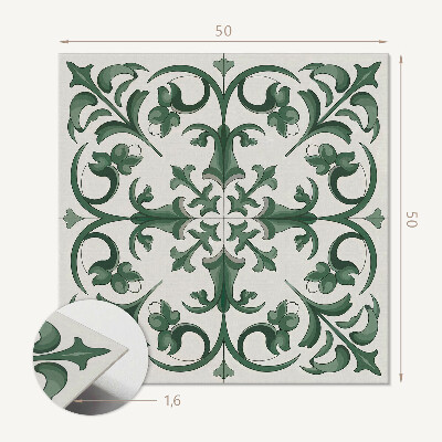 Pvc wall panel square Green pattern with floral accents