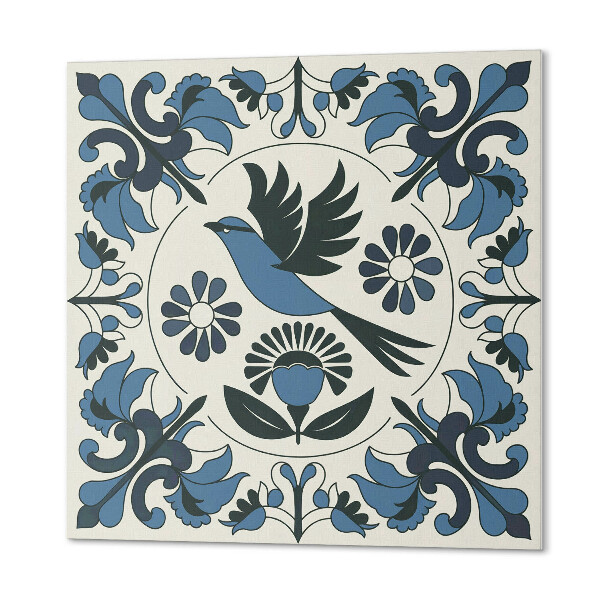 Wall panel square Pattern with birds and floral accents