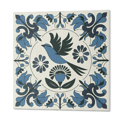 Wall panel square Pattern with birds and floral accents