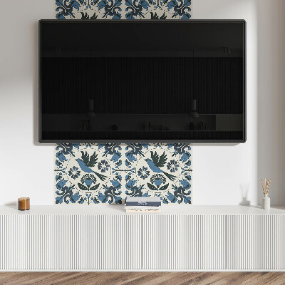 Wall panel square Pattern with birds and floral accents