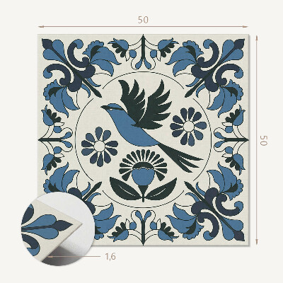 Wall panel square Pattern with birds and floral accents