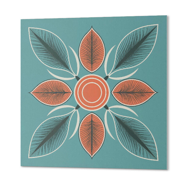 Wall panel square Folk design with flowers and leaves