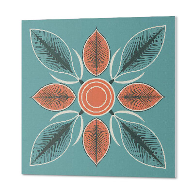 Wall panel square Folk design with flowers and leaves
