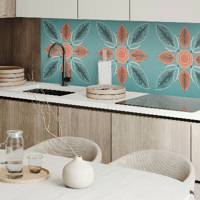 Wall panel square Folk design with flowers and leaves