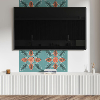 Wall panel square Folk design with flowers and leaves