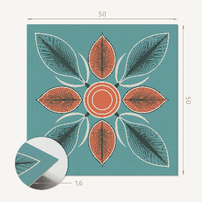 Wall panel square Folk design with flowers and leaves