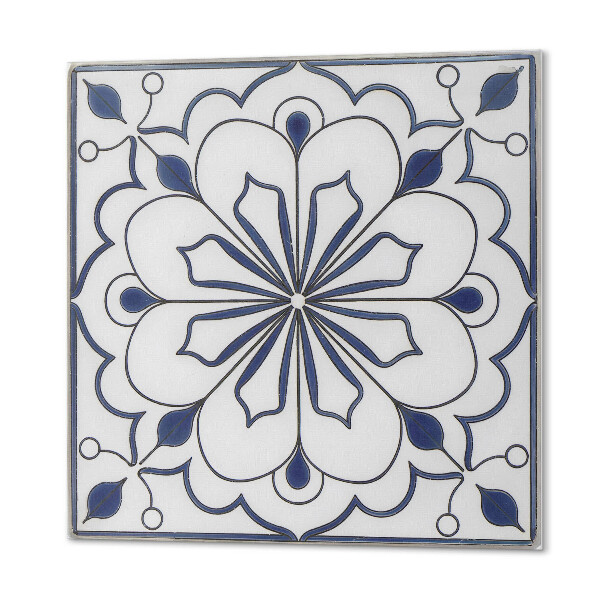 Wall panel square Ceramic inspired flower pattern