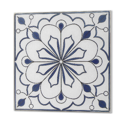 Wall panel square Ceramic inspired flower pattern