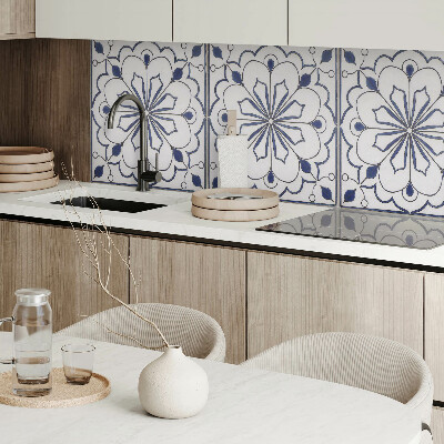 Wall panel square Ceramic inspired flower pattern