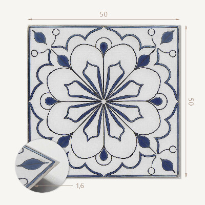 Wall panel square Ceramic inspired flower pattern