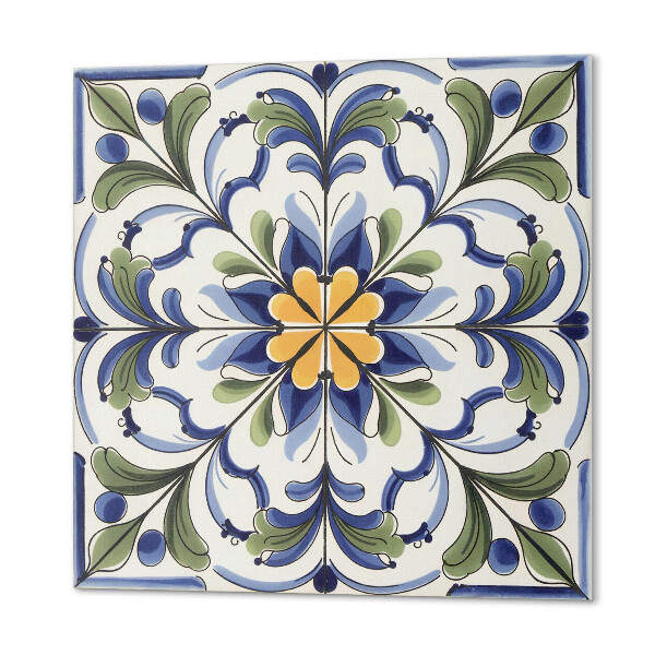 Wall panel square Flower pattern in ceramic aesthetic