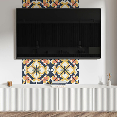 Wall panel square Flowers in a geometric arrangement