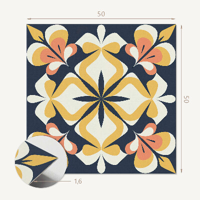 Wall panel square Flowers in a geometric arrangement