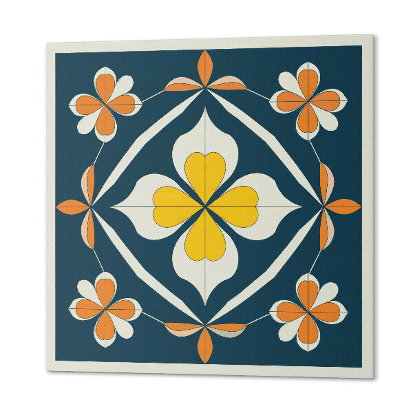 Pvc wall panel square Harmony of flowers in a symmetrical edition