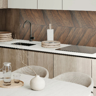 Wall panel square Herringbone pattern of wooden planks