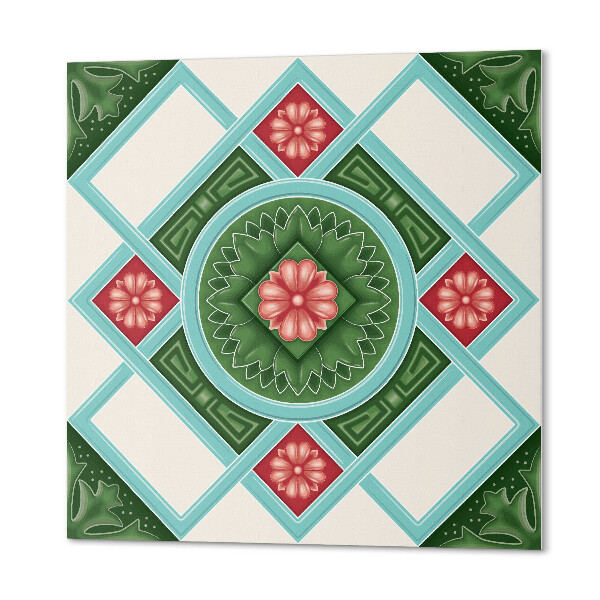 Wall panel square Flowers set in a rhombus mesh