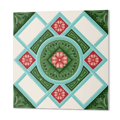 Wall panel square Flowers set in a rhombus mesh