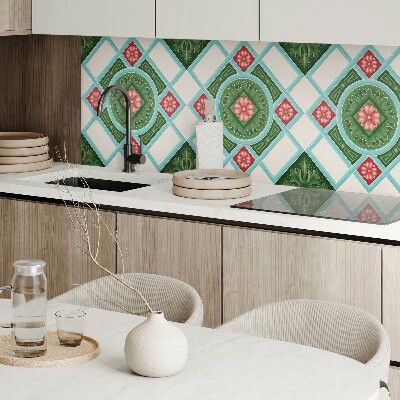 Wall panel square Flowers set in a rhombus mesh