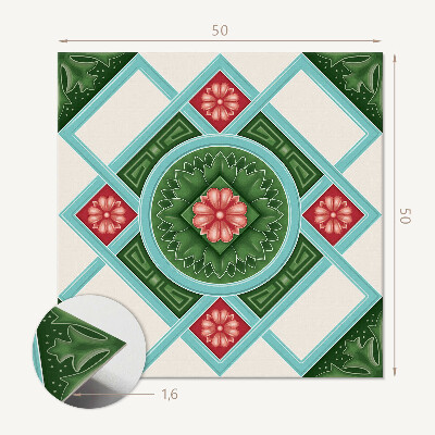 Wall panel square Flowers set in a rhombus mesh