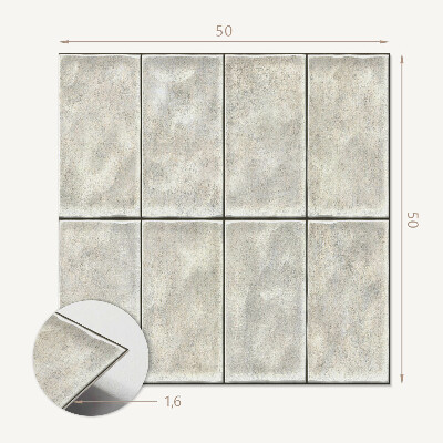 Wall panel square Bright 3D tiles in vertical arrangement