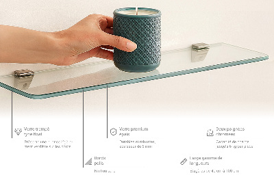 Glass mirror shelf transparent