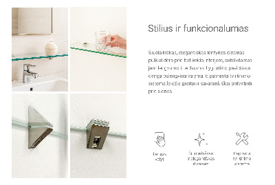 Glass mirror shelf transparent