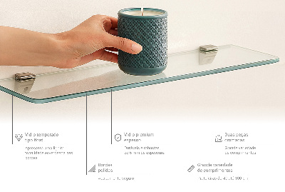 Glass mirror shelf transparent