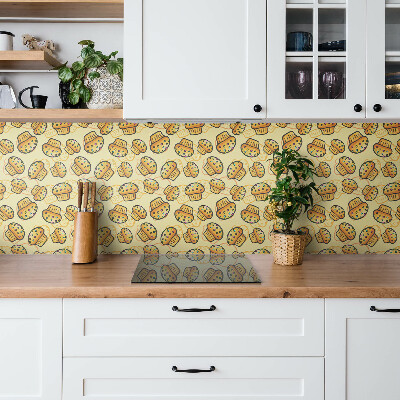 Wall panel Colorful cupcakes on a yellow background