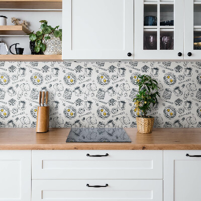 Decorative wall panel Black and white breakfast