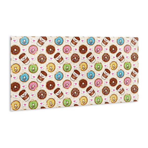 Wall panel Cartoon donuts and coffee