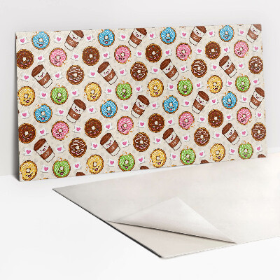 Wall panel Cartoon donuts and coffee