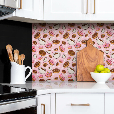 Wall panel Cartoon donuts and coffee