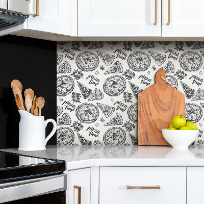 Wall panel Black and white pizza motifs